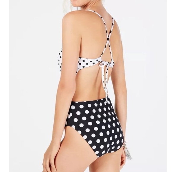 Nwt Hula Honey Hula Honey WHITE Polka-Dotted Cutout One-Piece Swimsuit - Picture 2 of 5